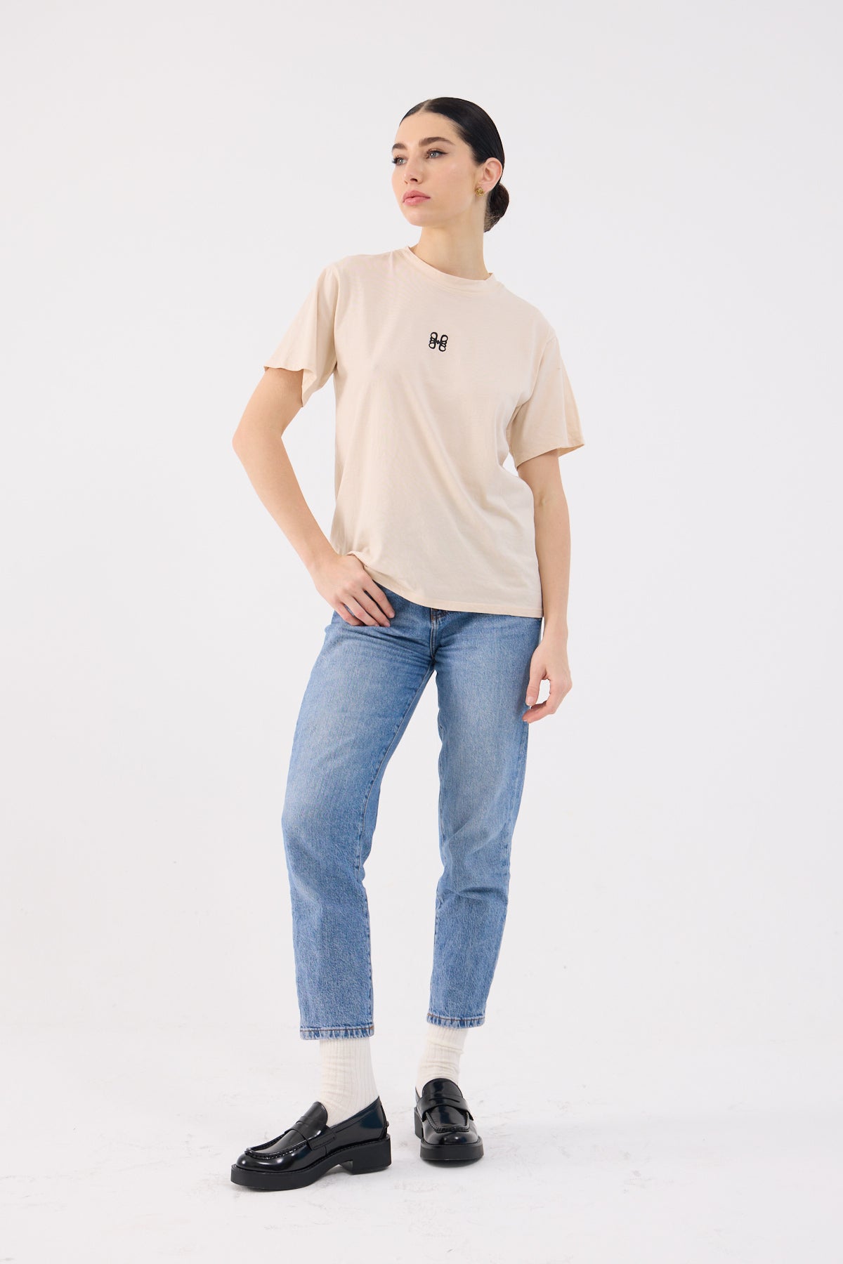 Logo T-Shirt in Creamy Latte Beige