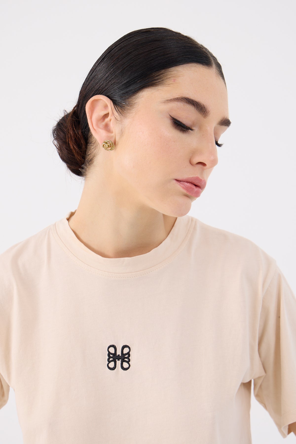 Logo T-Shirt in Creamy Latte Beige