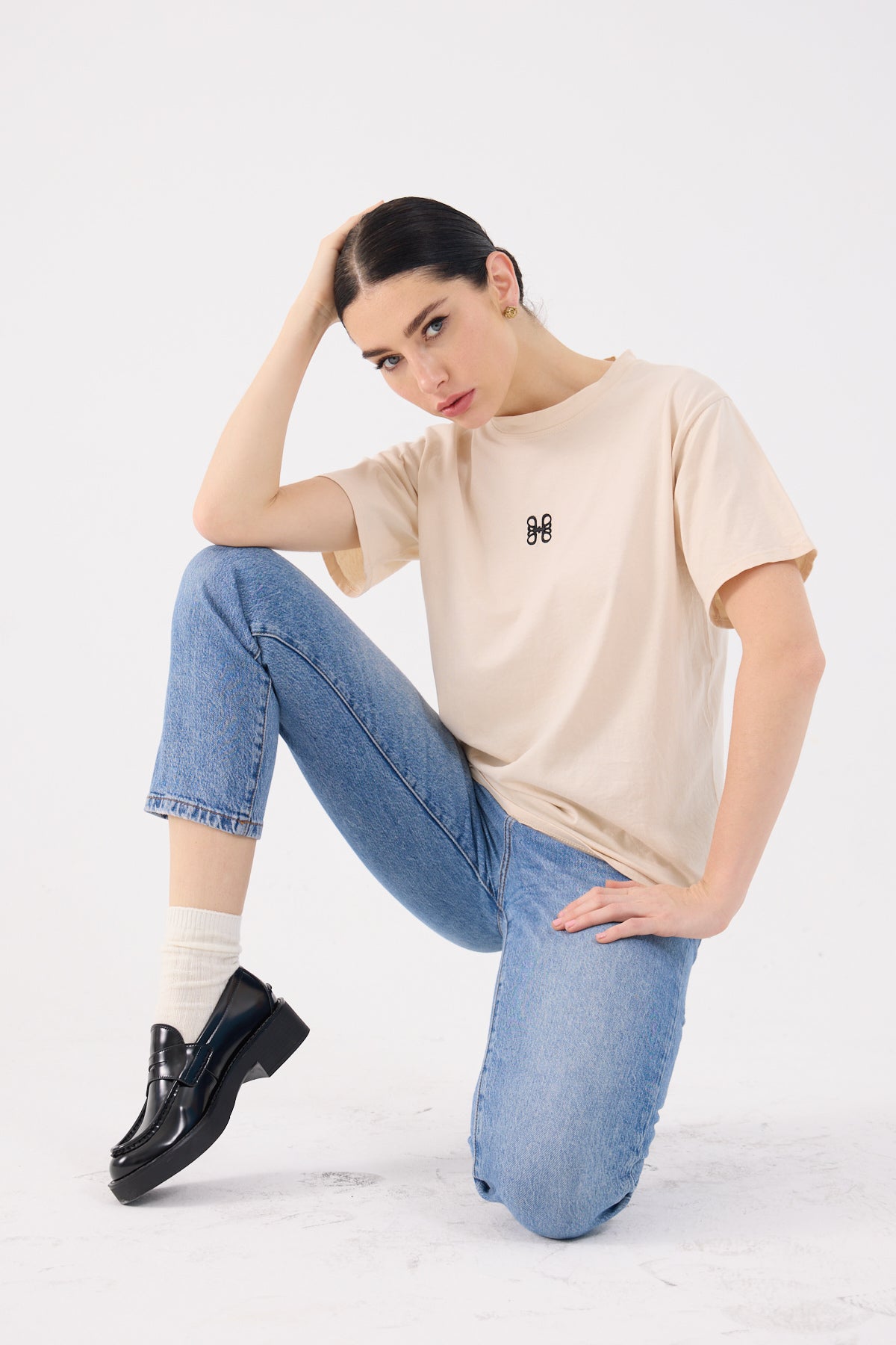 Logo T-Shirt in Creamy Latte Beige