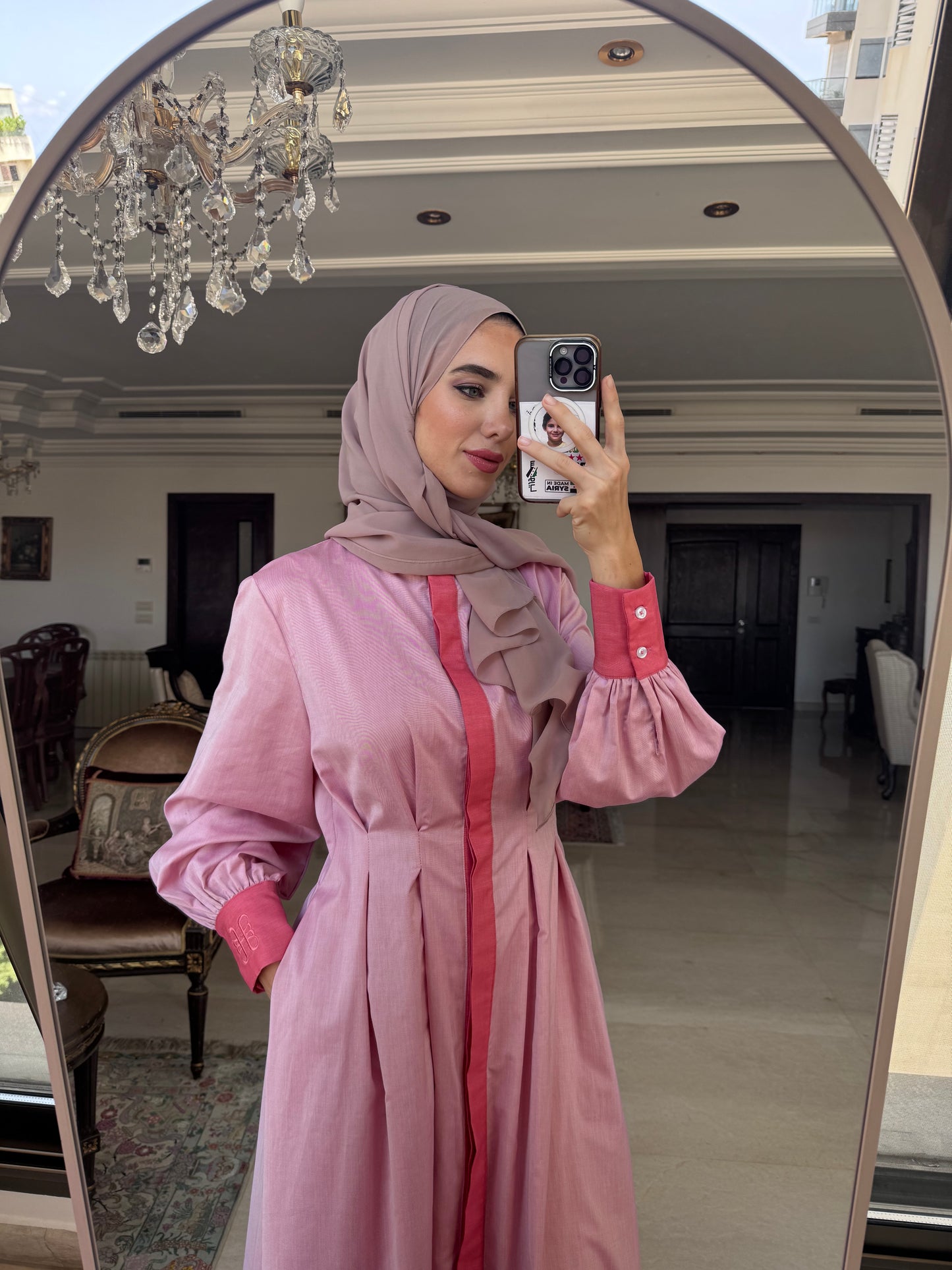 Noor midi dress in rose bonbon