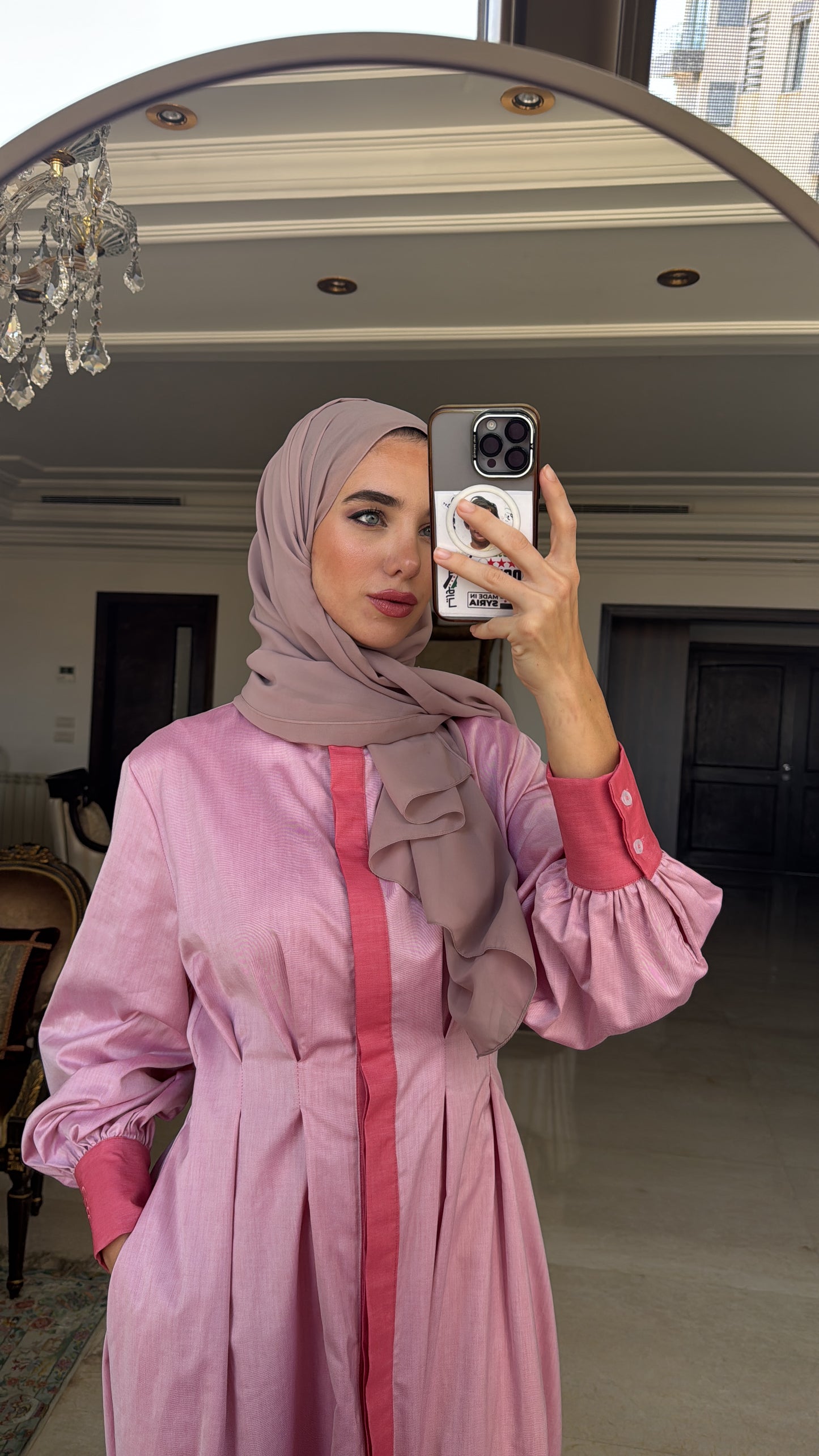 Noor midi dress in rose bonbon