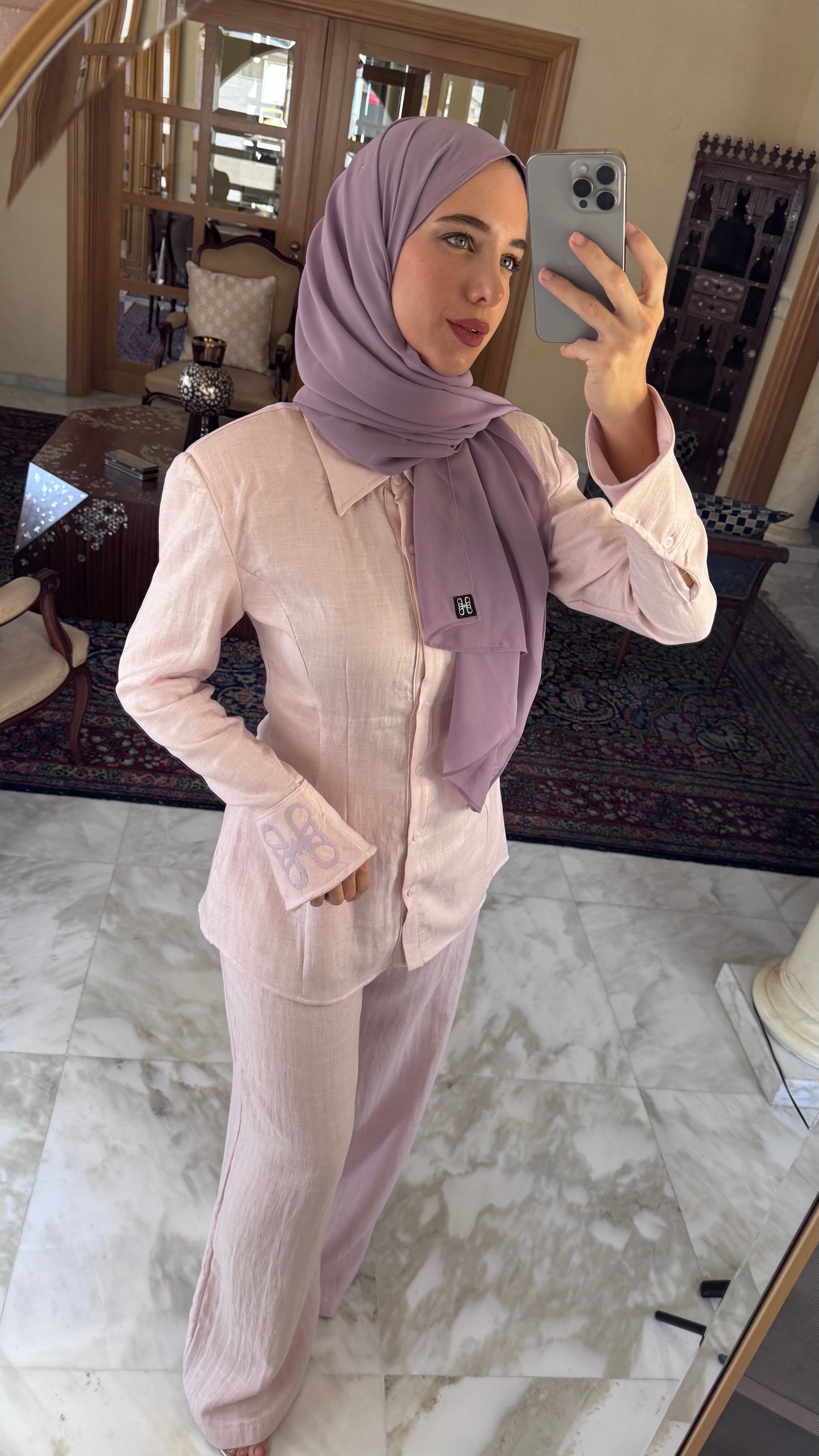 Naya Linen Set in baby pink