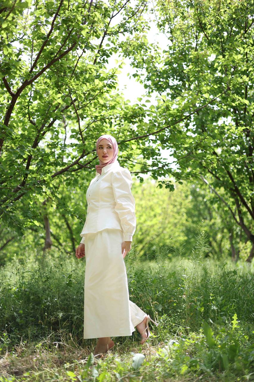 Dana Poplin Set in Pearl White