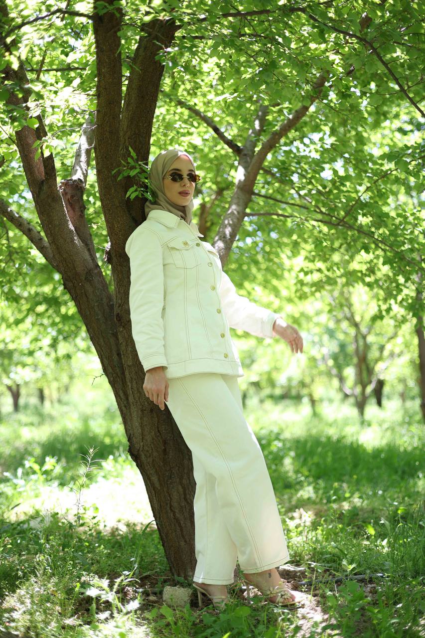 Alma Denim Set in Soft White
