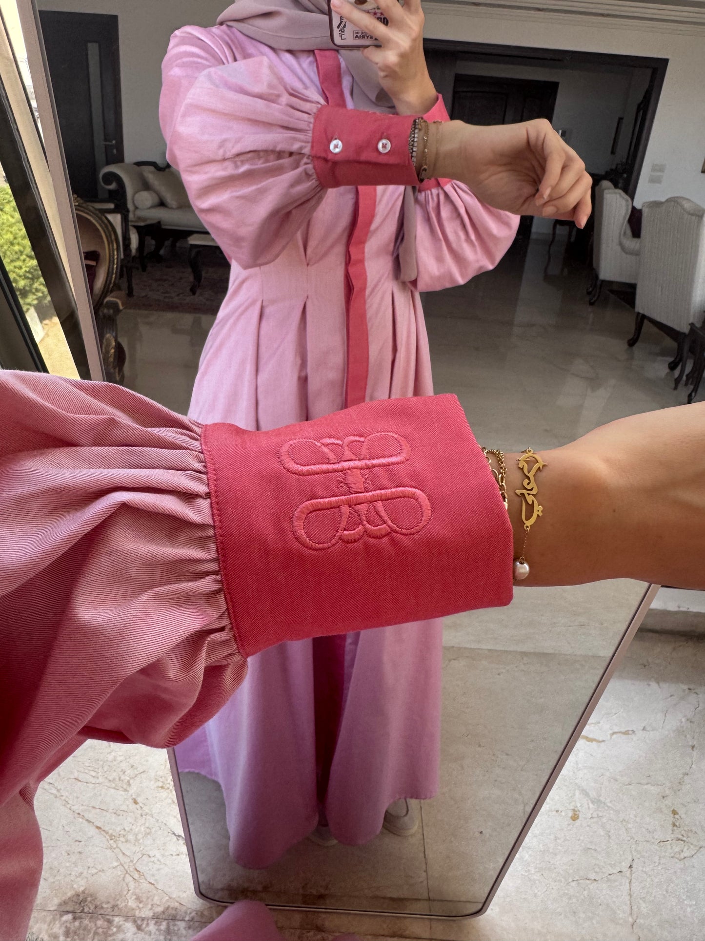 Noor midi dress in rose bonbon
