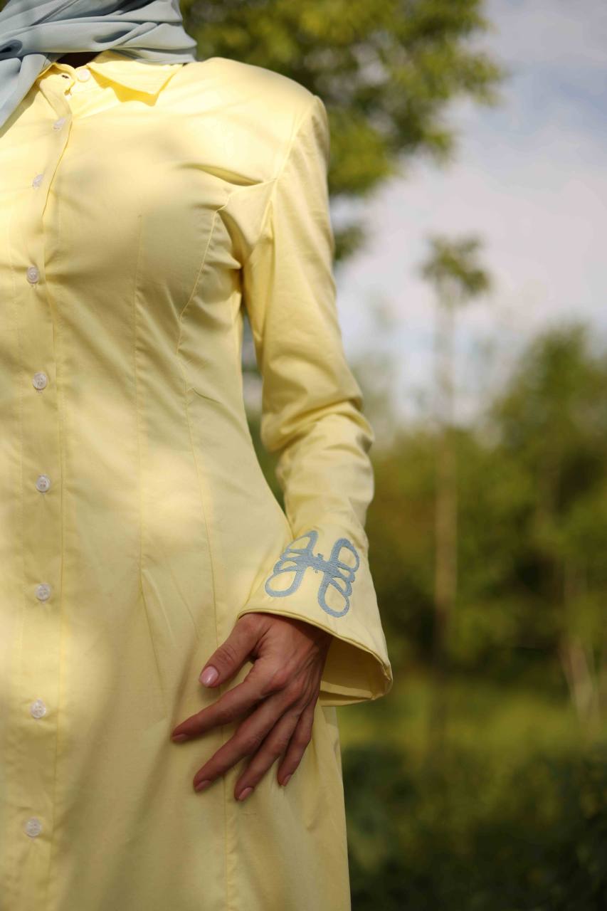 Farah Poplin Dress in Butter Yellow