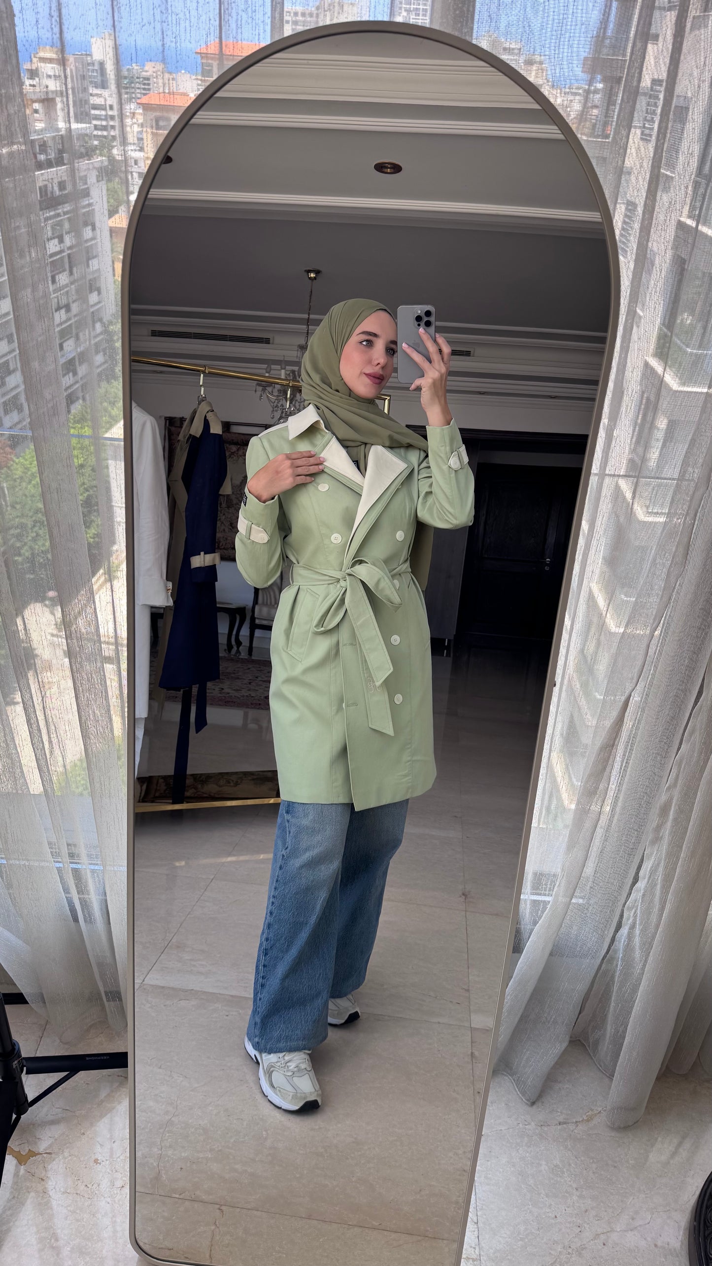Dalia Trenchcoat in Pistachio Green