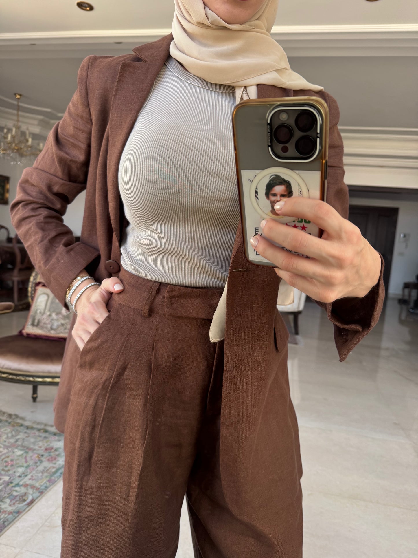 Serine Blazer linen set