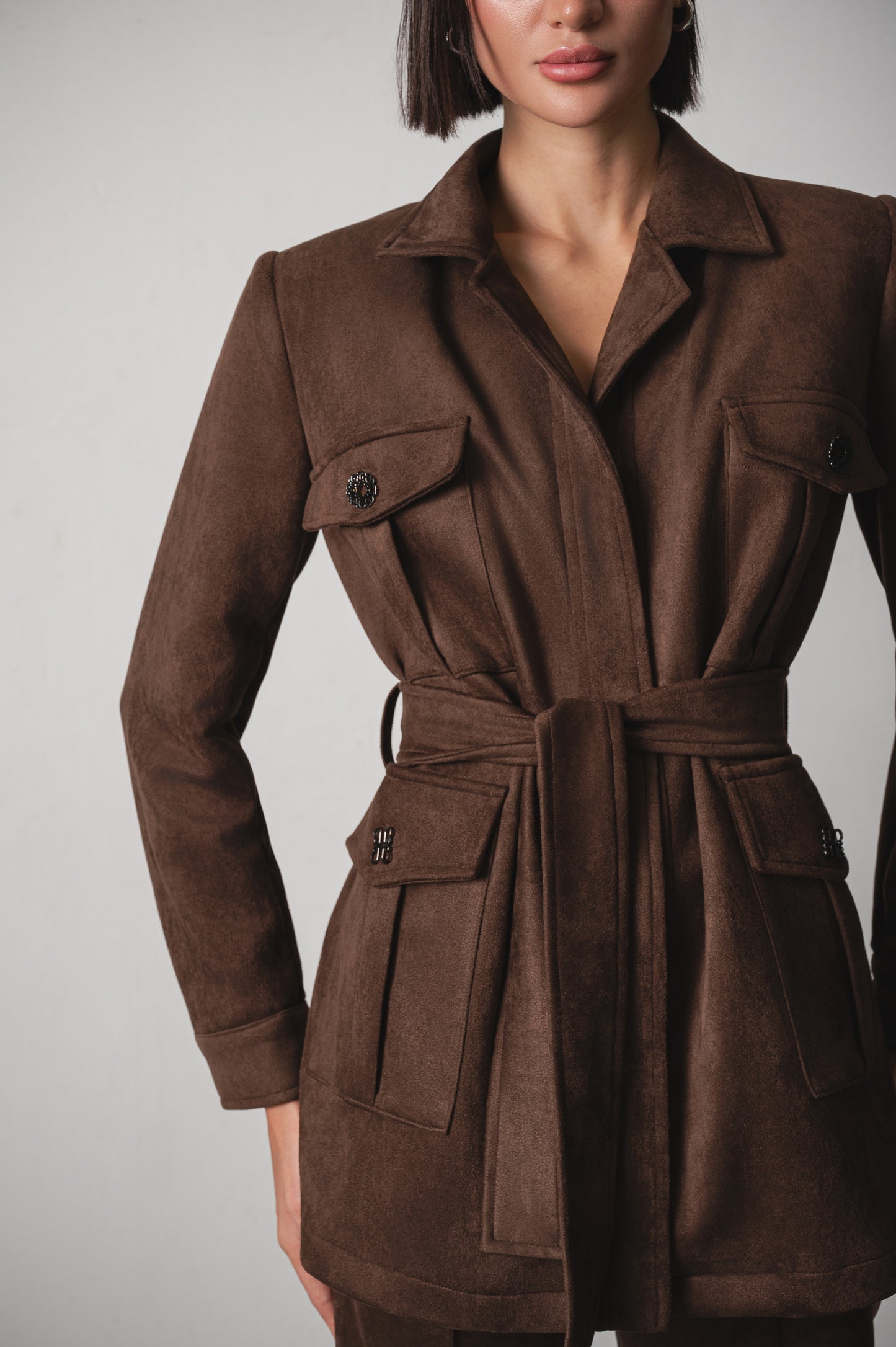 Laila Suede Set in Chocolate Brown