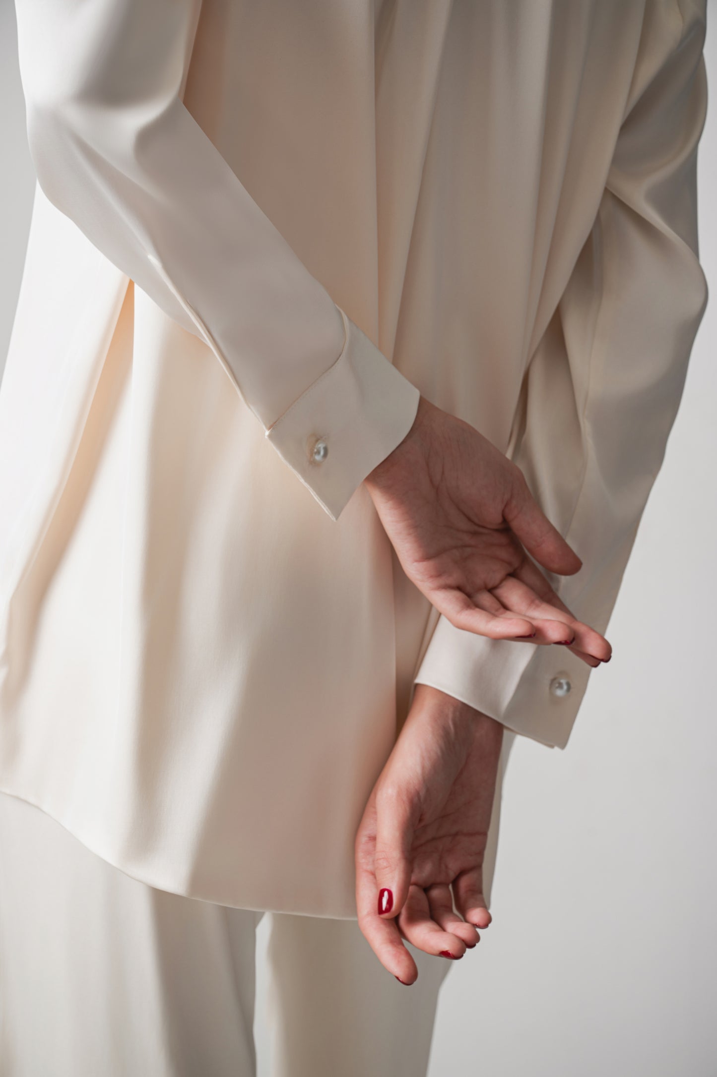 Zeina Off-White Satin Set