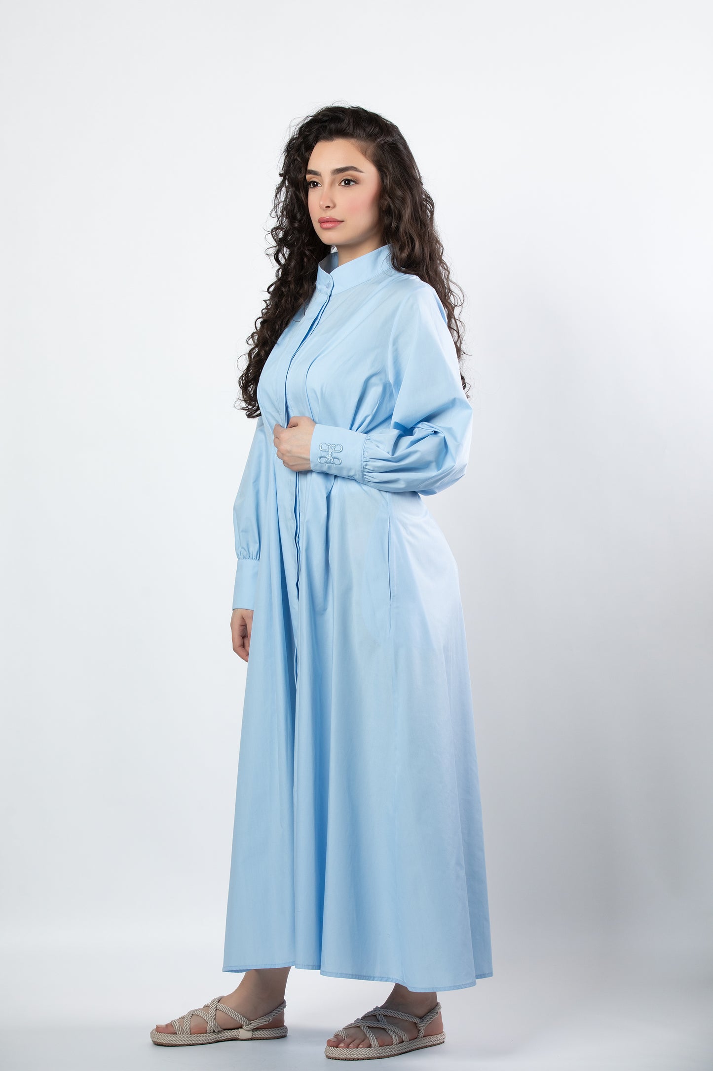 Noor midi dress in baby blue