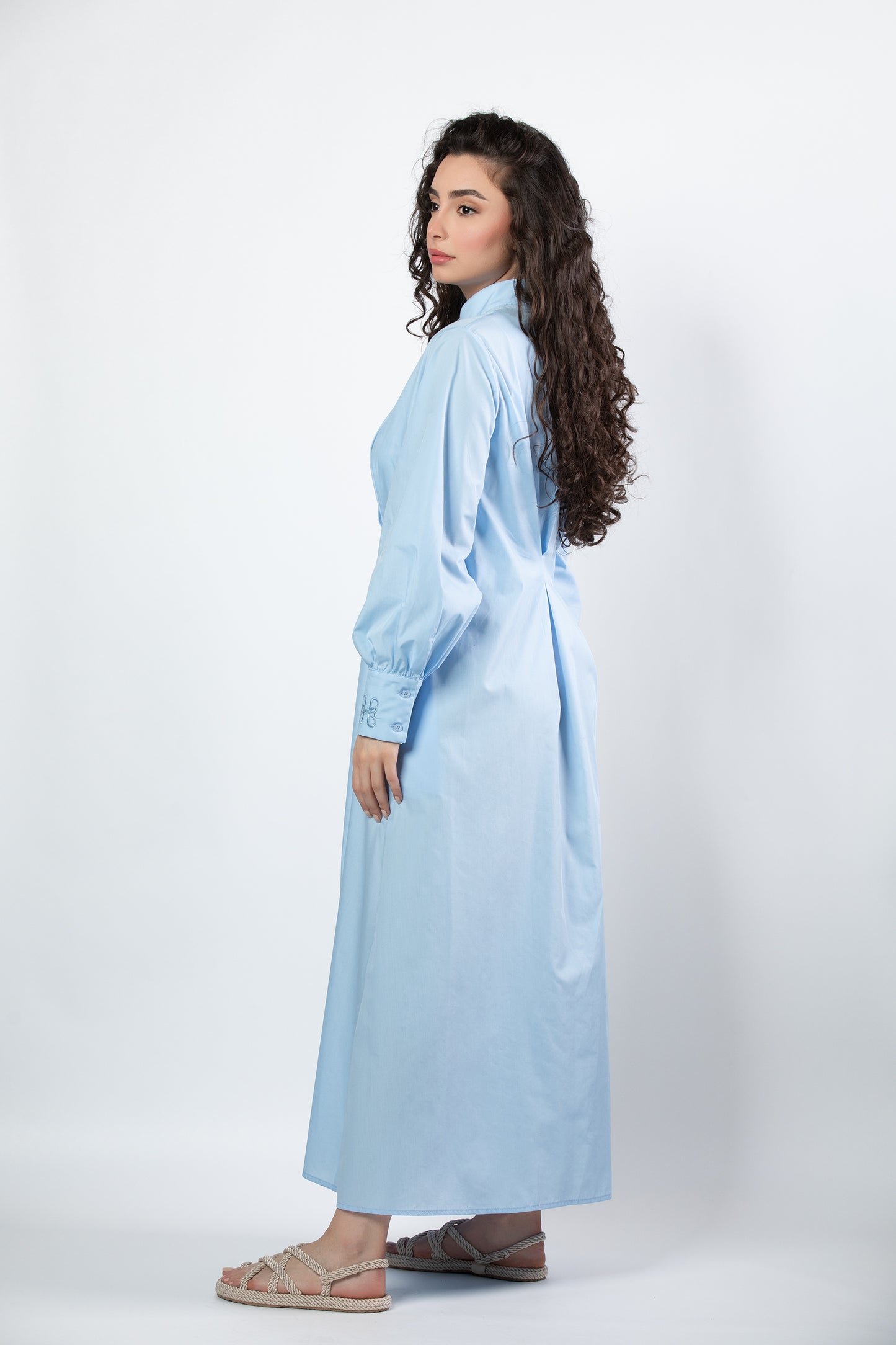 Noor midi dress in baby blue
