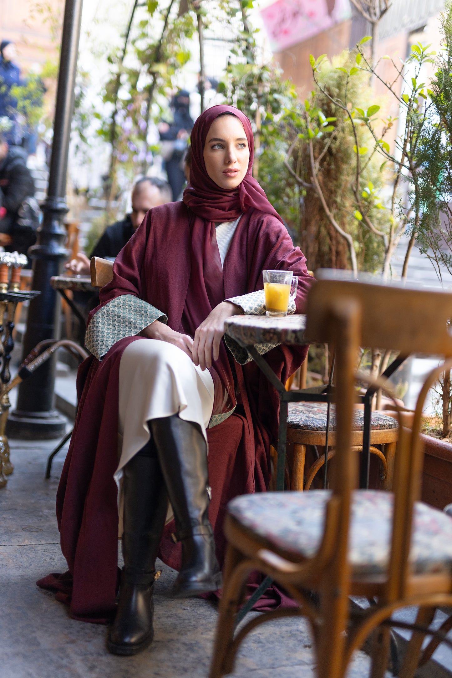 Jouri Abaya in burgundy