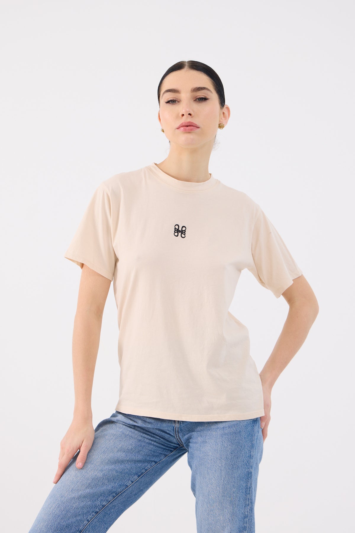 Logo T-Shirt in Creamy Latte Beige