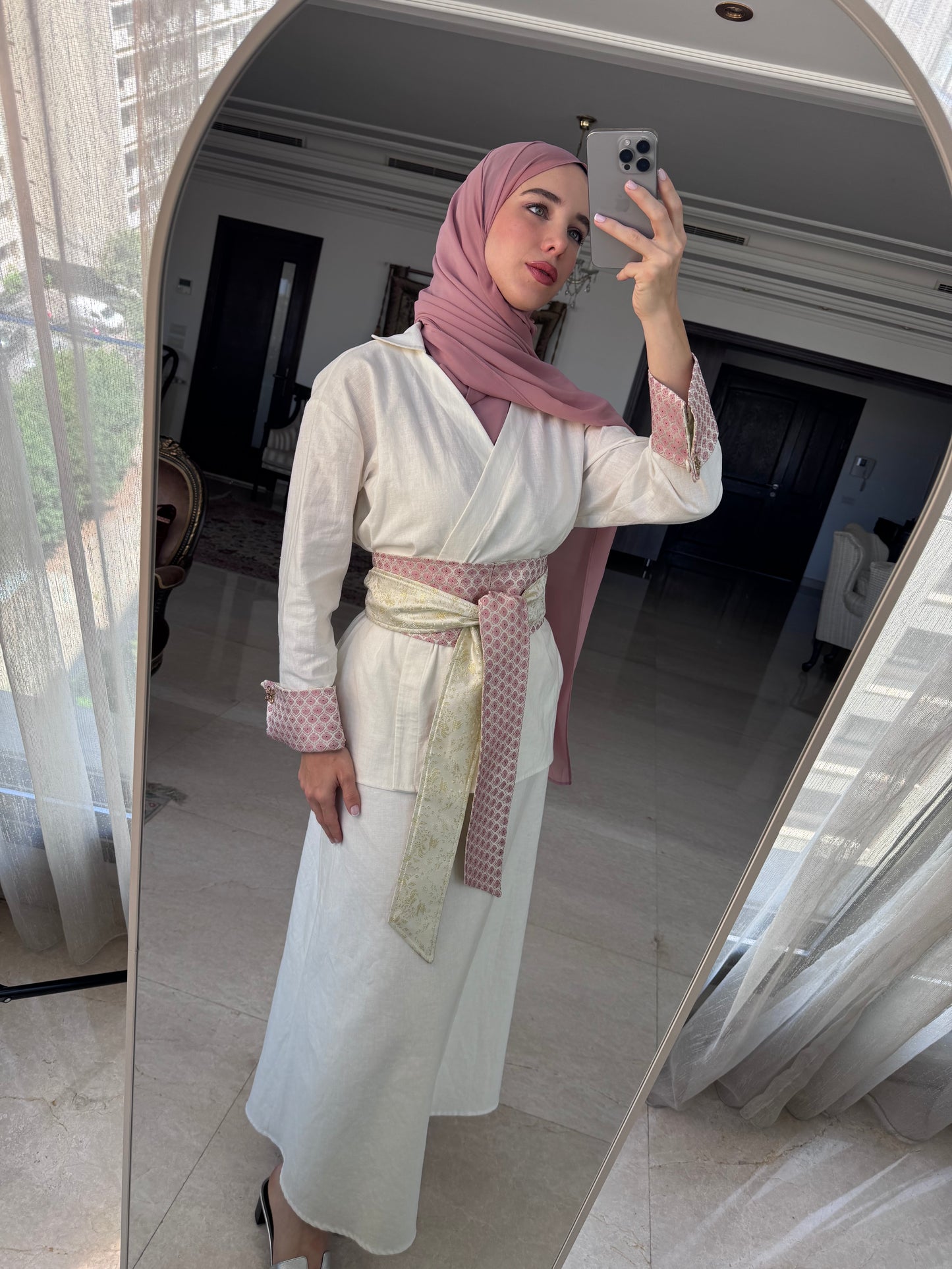Julia Linen Set with Brocade