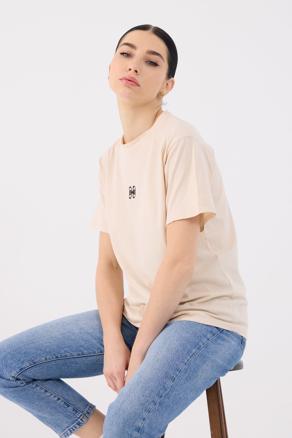 Logo T-Shirt in Creamy Latte Beige