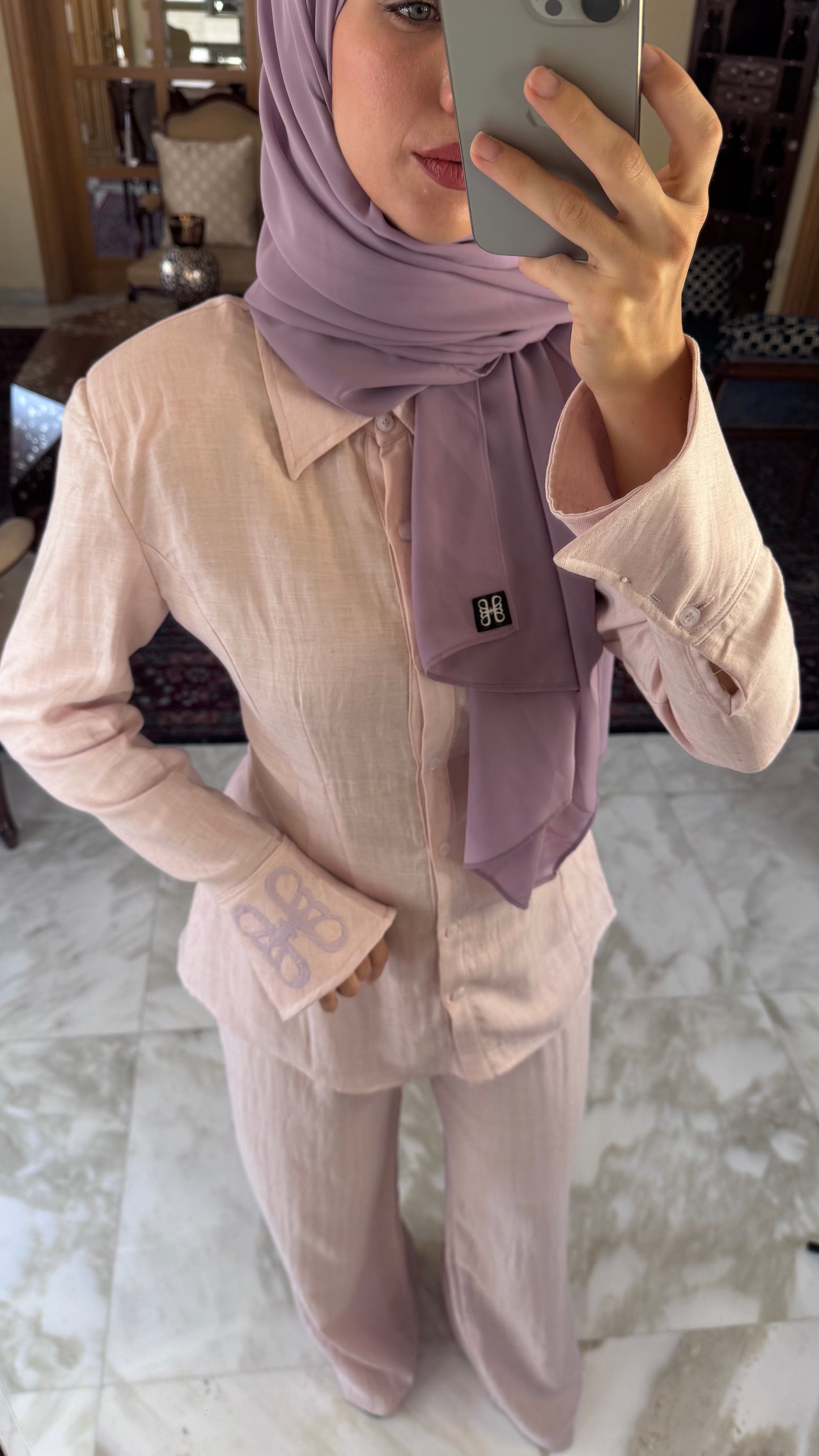 Naya Linen Set in baby pink