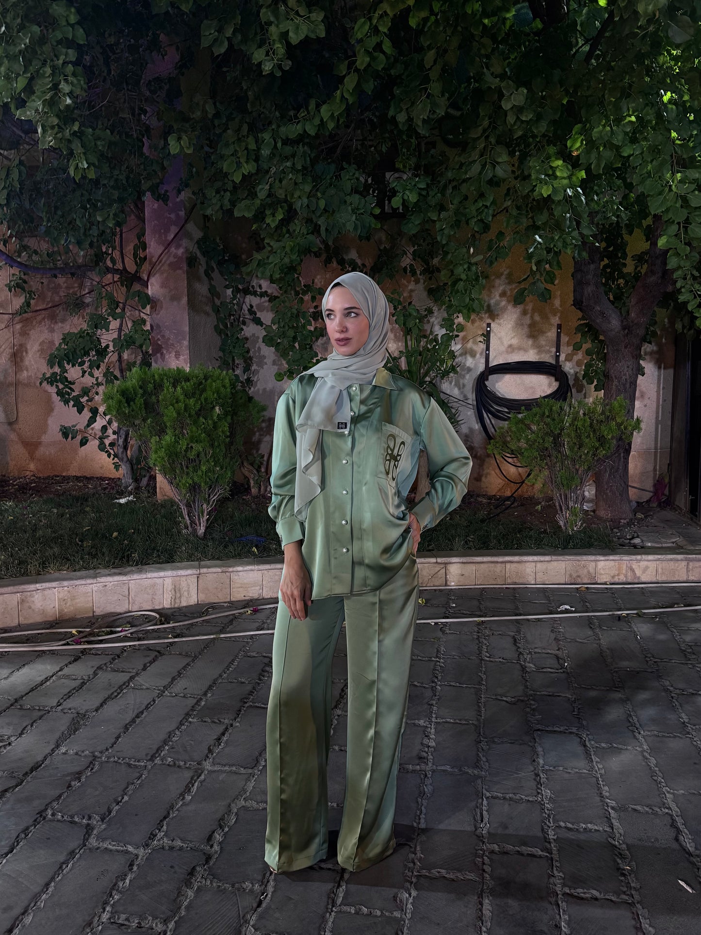 Zeina Set in pistachio green
