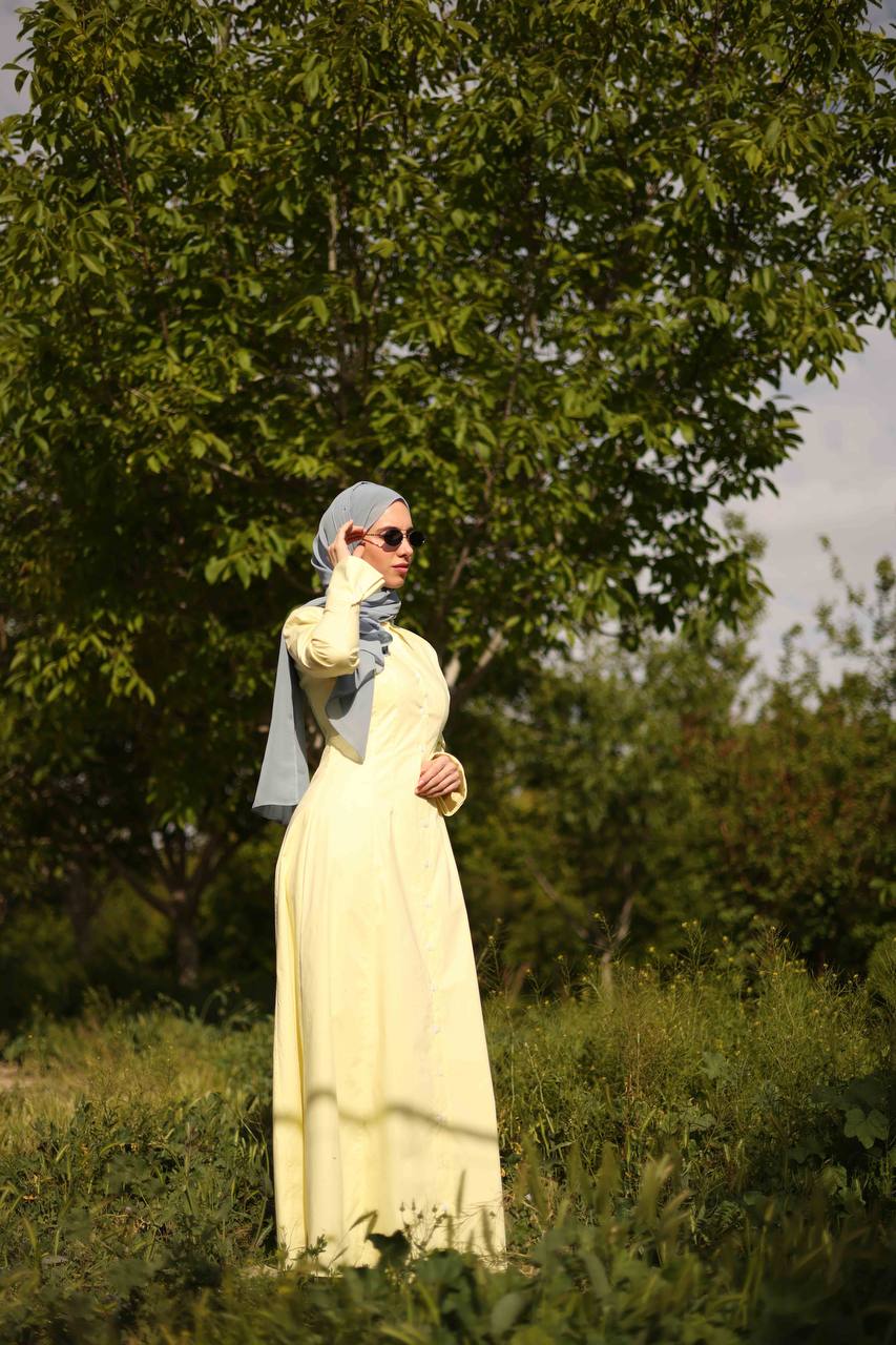 Farah Poplin Dress in Butter Yellow