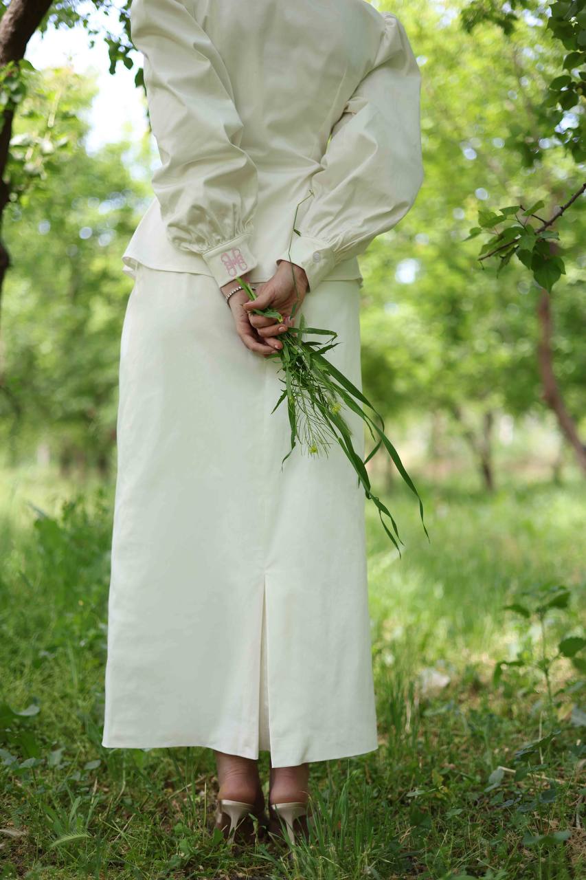 Dana Poplin Set in Pearl White