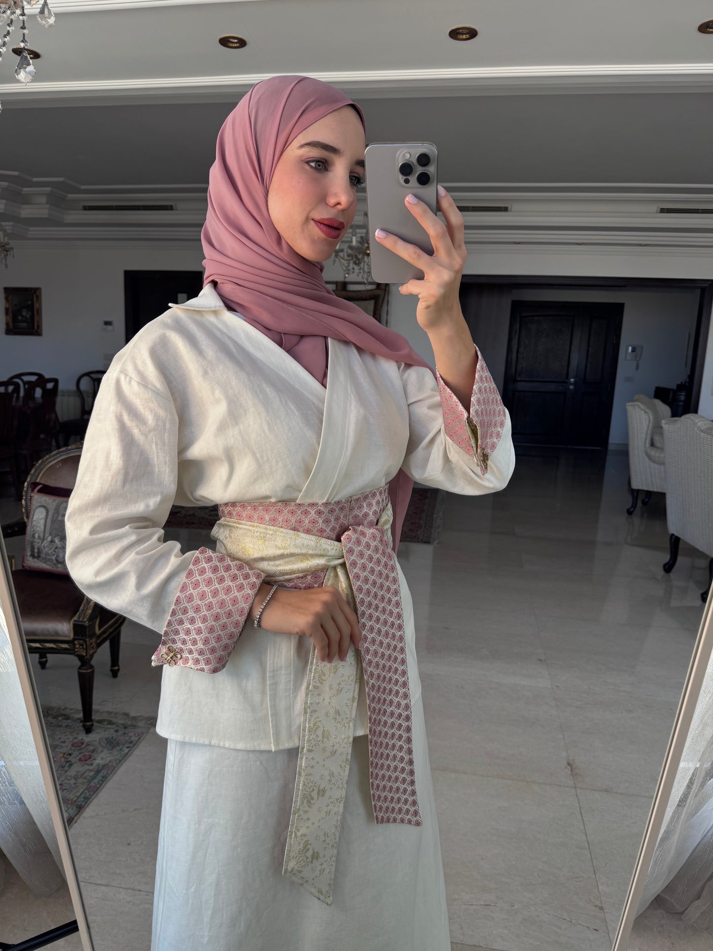 Julia Linen Set with Brocade