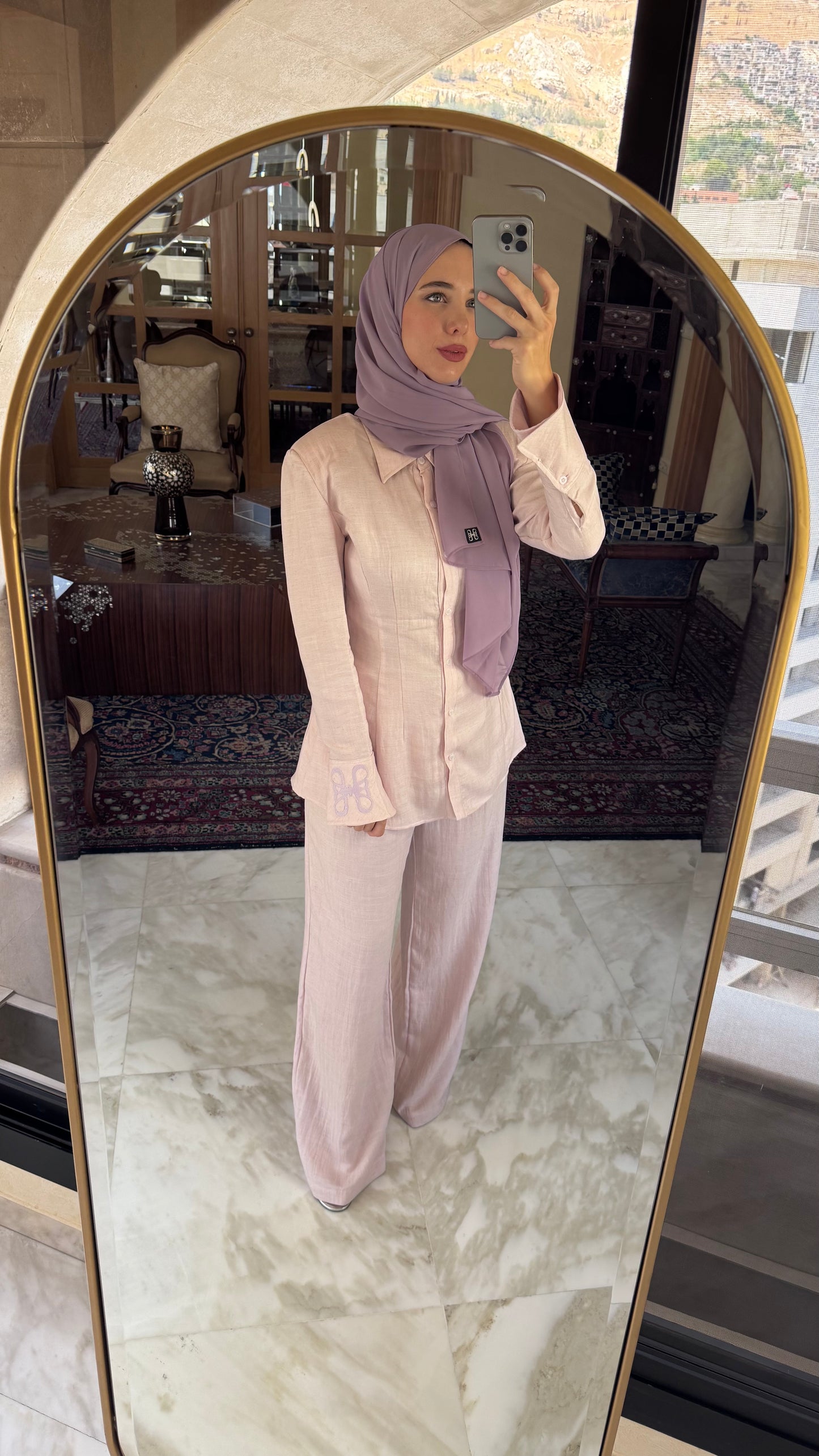 Naya Linen Set in baby pink