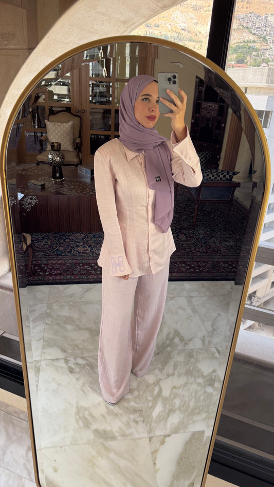 Naya Linen Set in baby pink