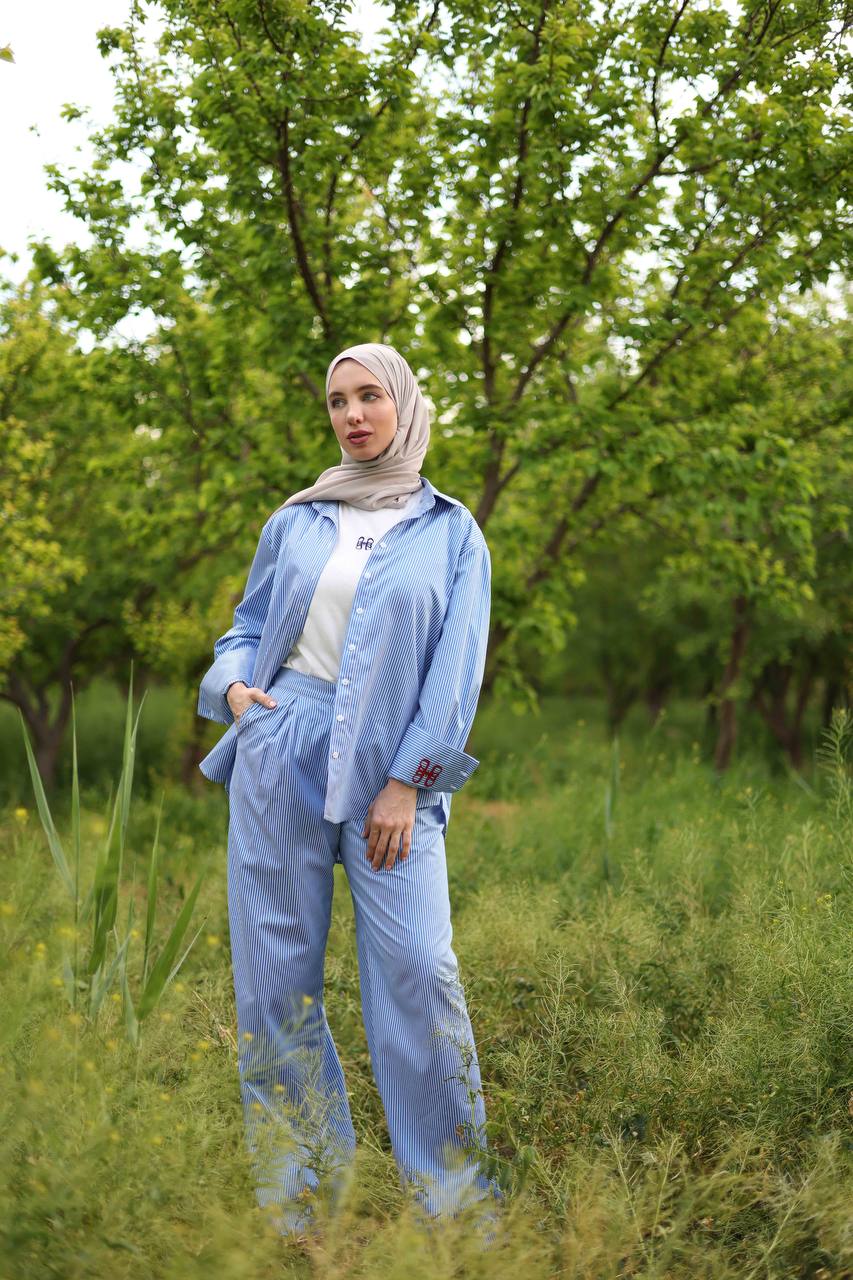 Talia Blue Striped Set