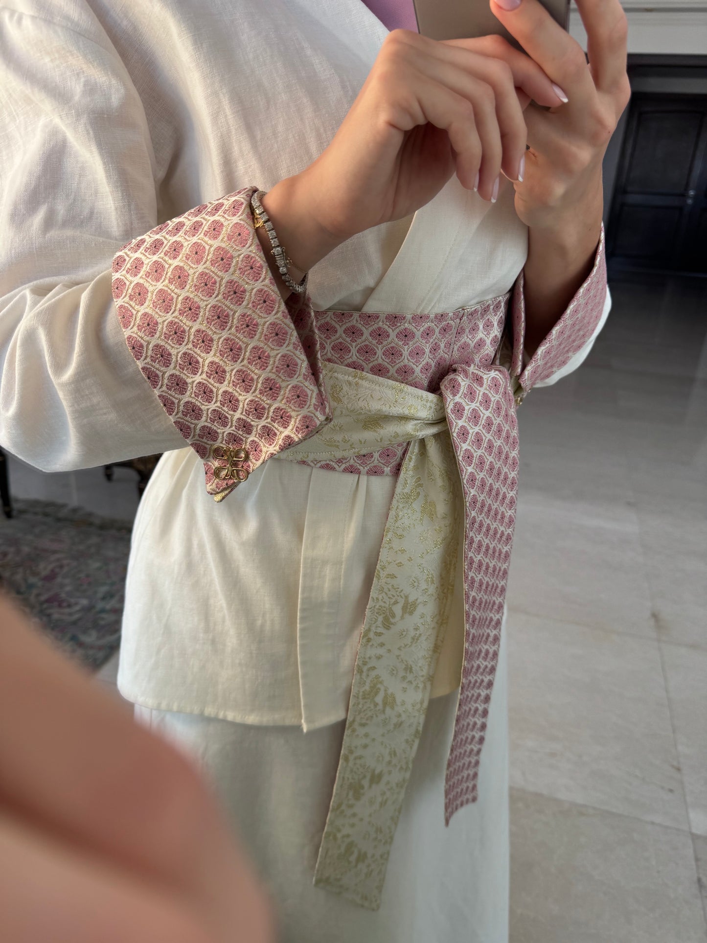 Julia Linen Set with Brocade
