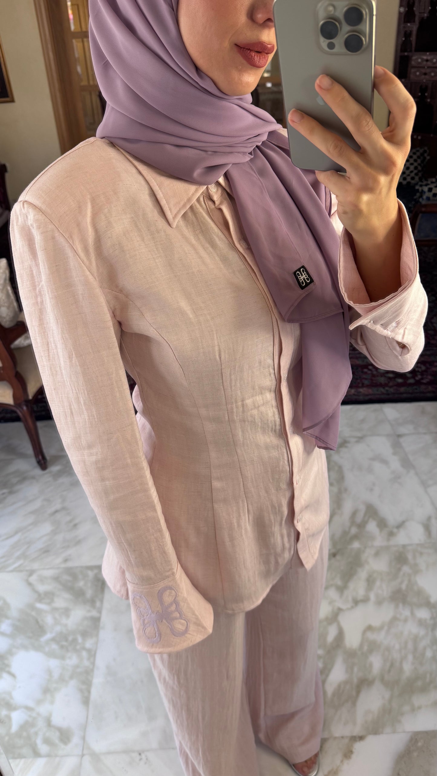 Naya Linen Set in baby pink