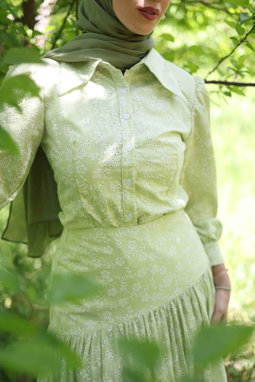 Areej Floral Set in Sage Green