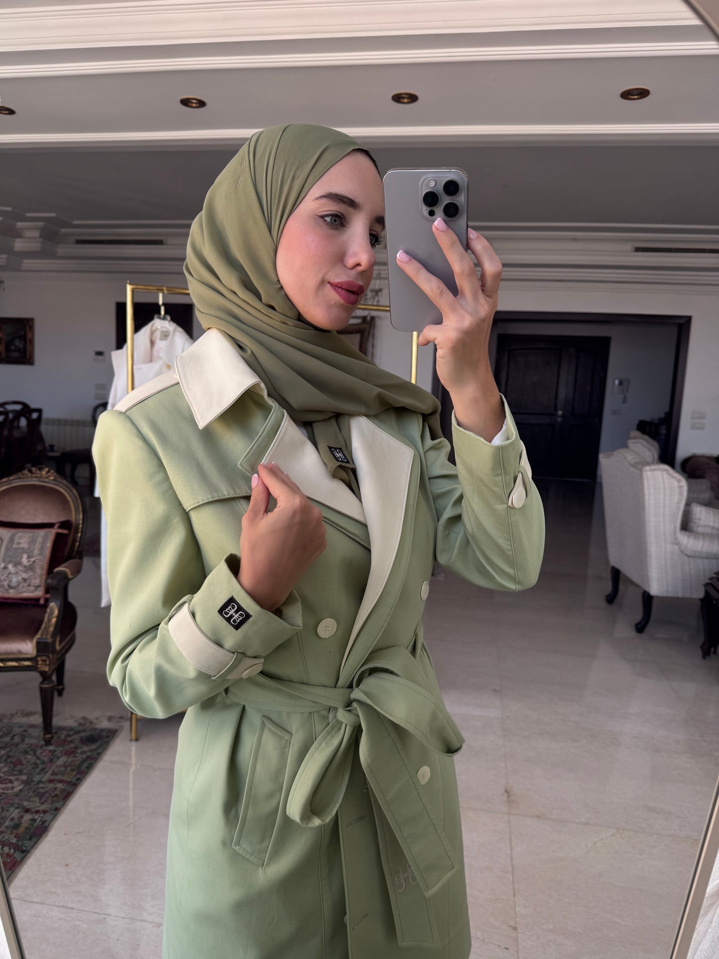 Dalia Trenchcoat in Pistachio Green