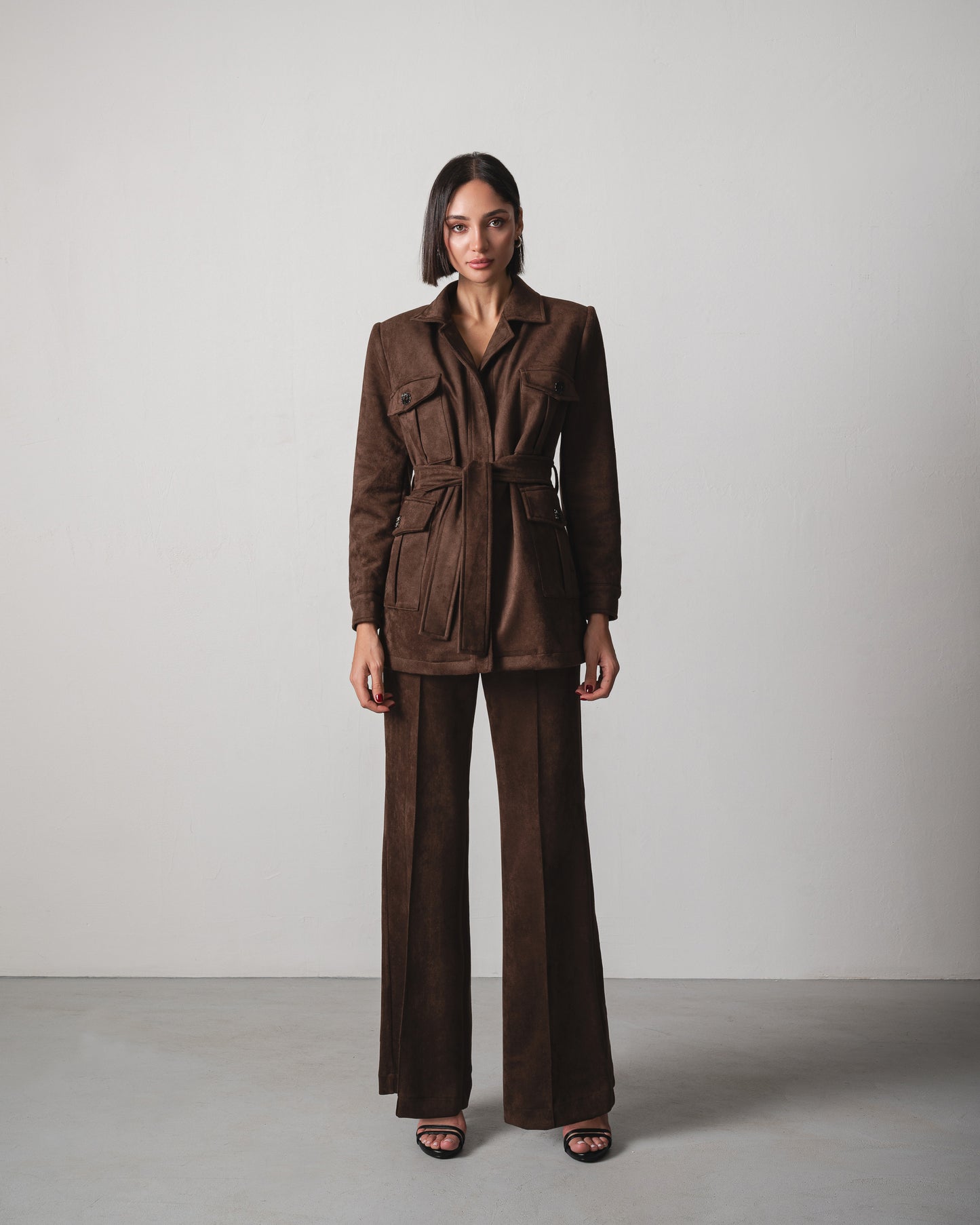 Laila Suede Set in Chocolate Brown