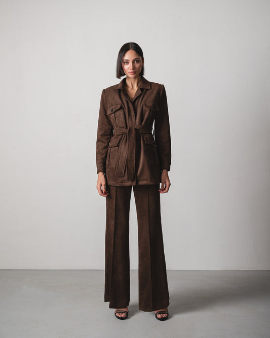 Laila Suede Set in Chocolate Brown