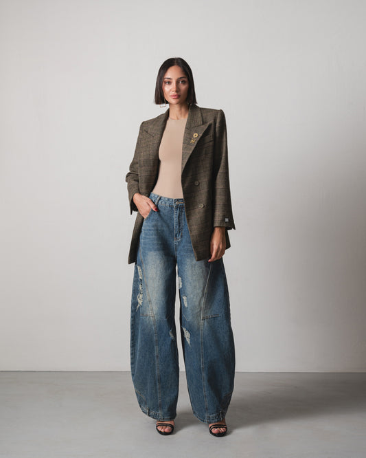 Lina Oversize Plaid Blazer