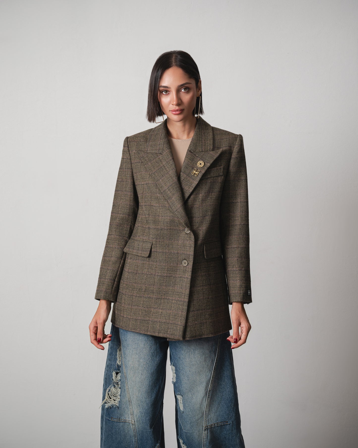 Lina Oversize Plaid Blazer