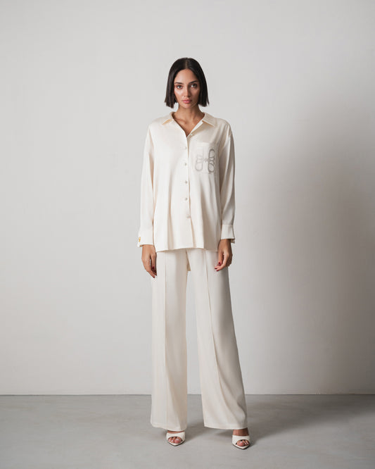 Zeina Off-White Satin Set