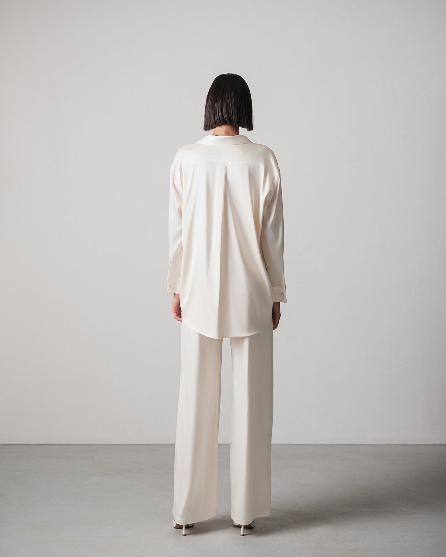 Zeina Off-White Satin Set