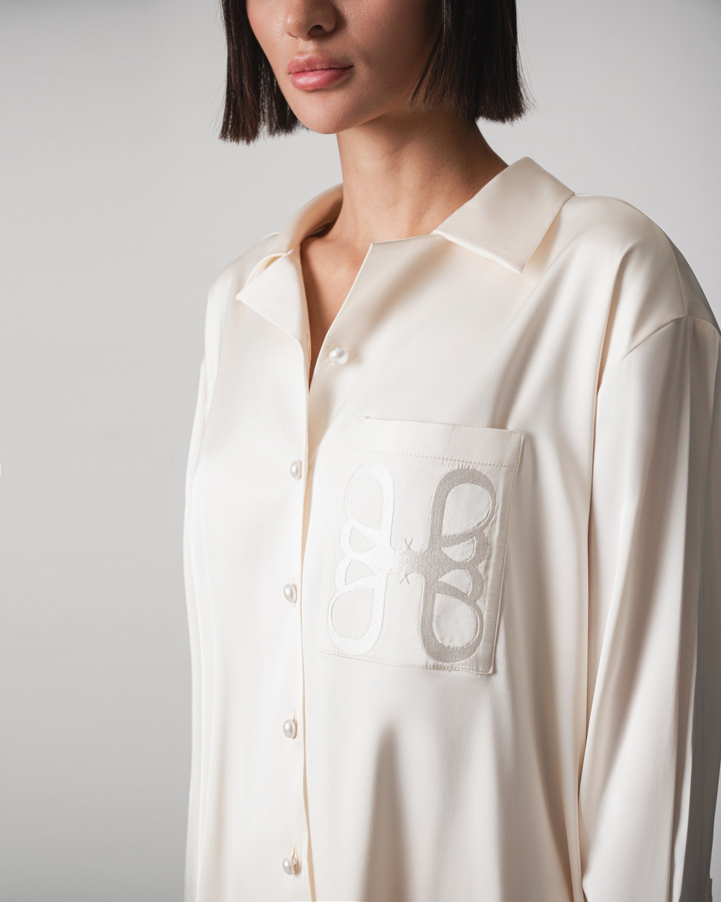 Zeina Off-White Satin Set