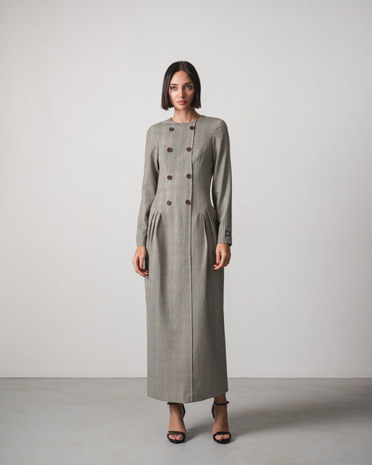 Jana Plaid Dress in Brown