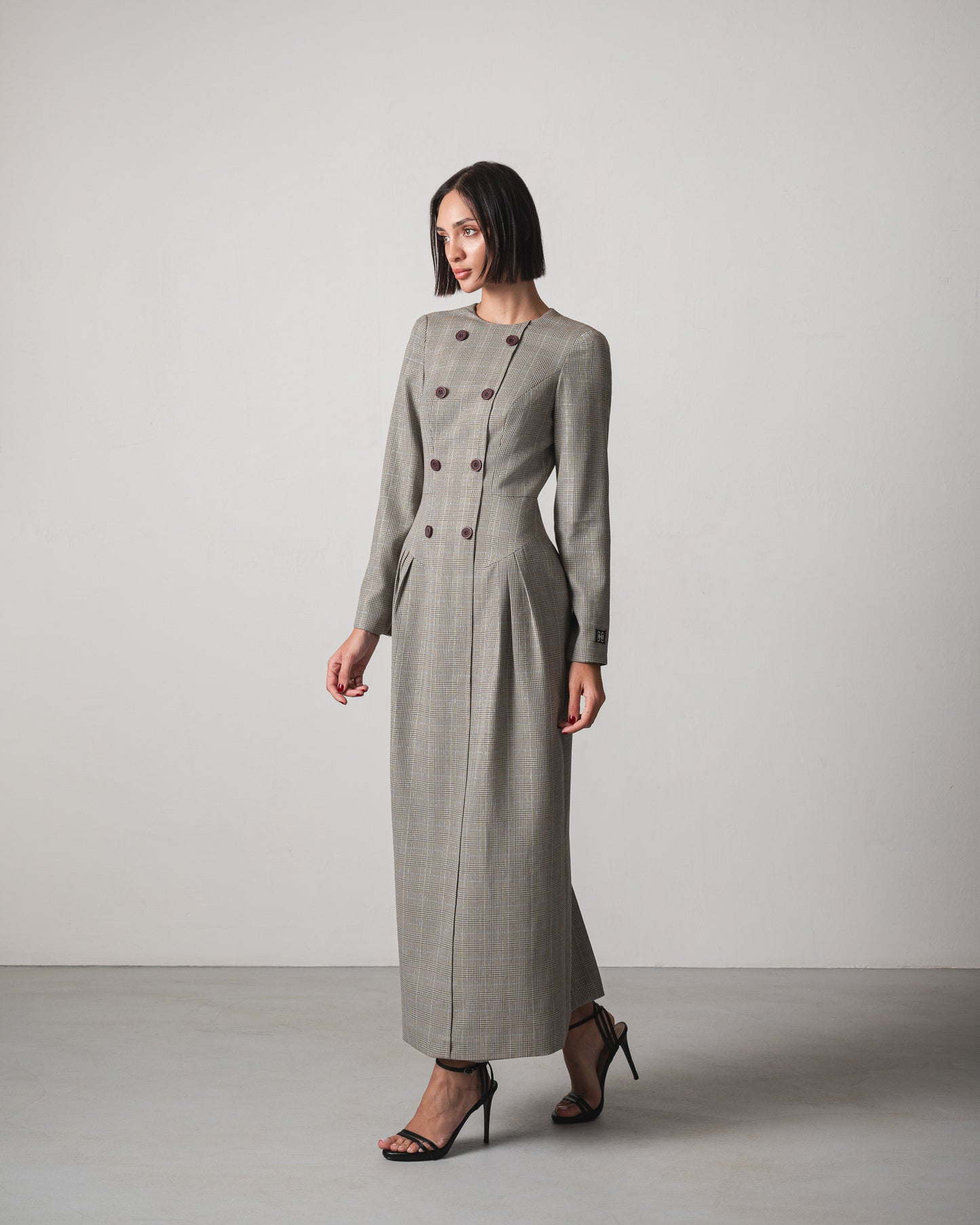 Jana Plaid Dress in Brown