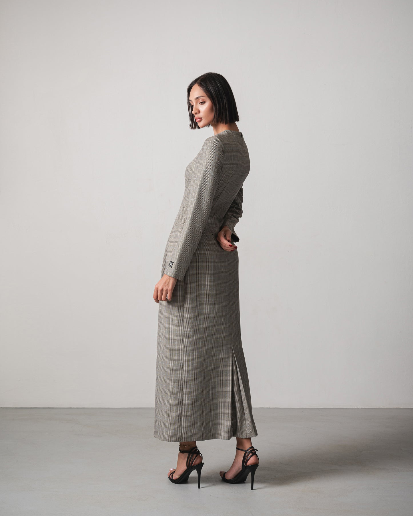 Jana Plaid Dress in Brown