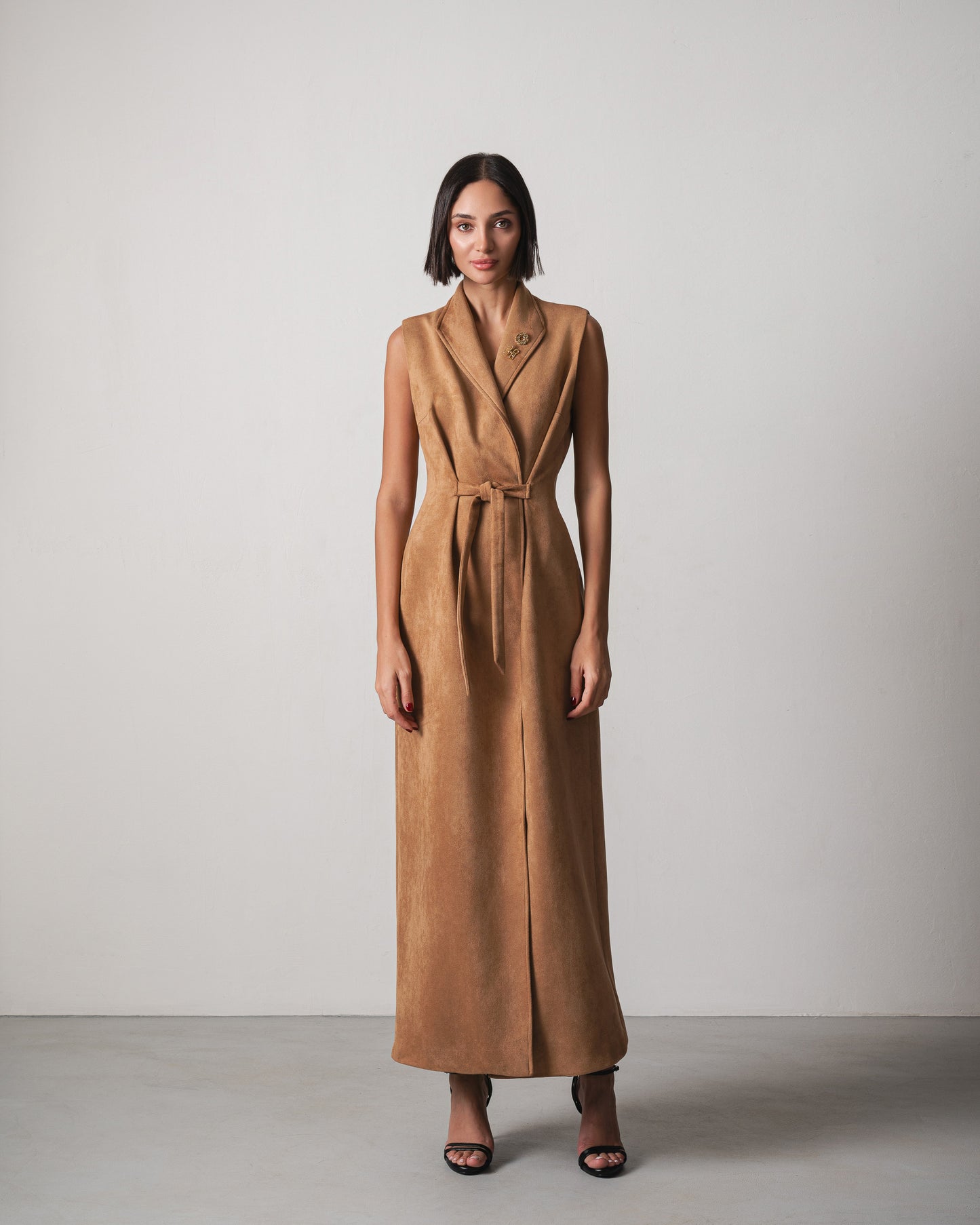 Luna Suede Dress in Light Brown