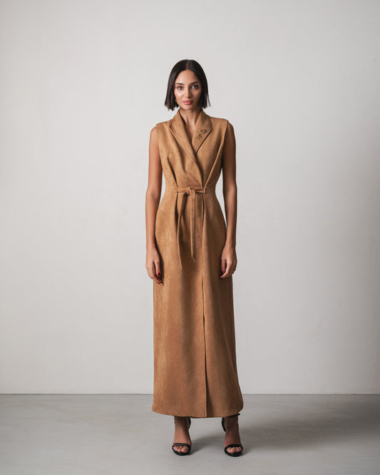 Luna Suede Dress in Light Brown
