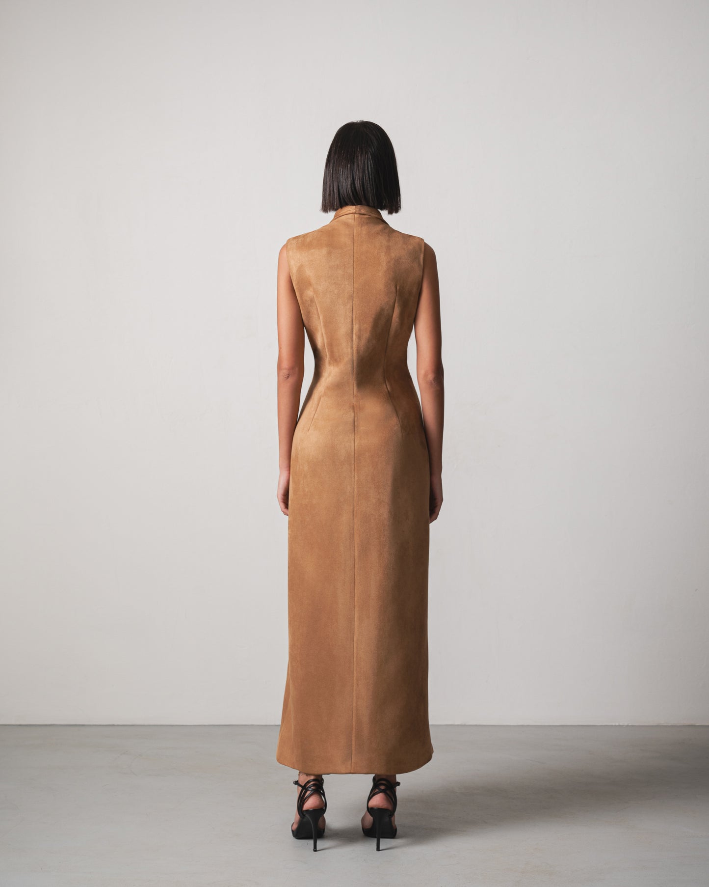 Luna Suede Dress in Light Brown