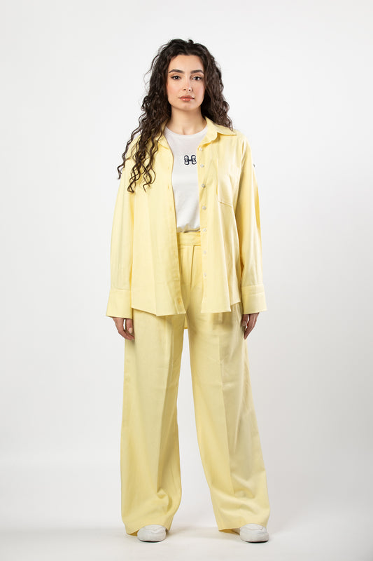 Nasma linen set in butter yellow
