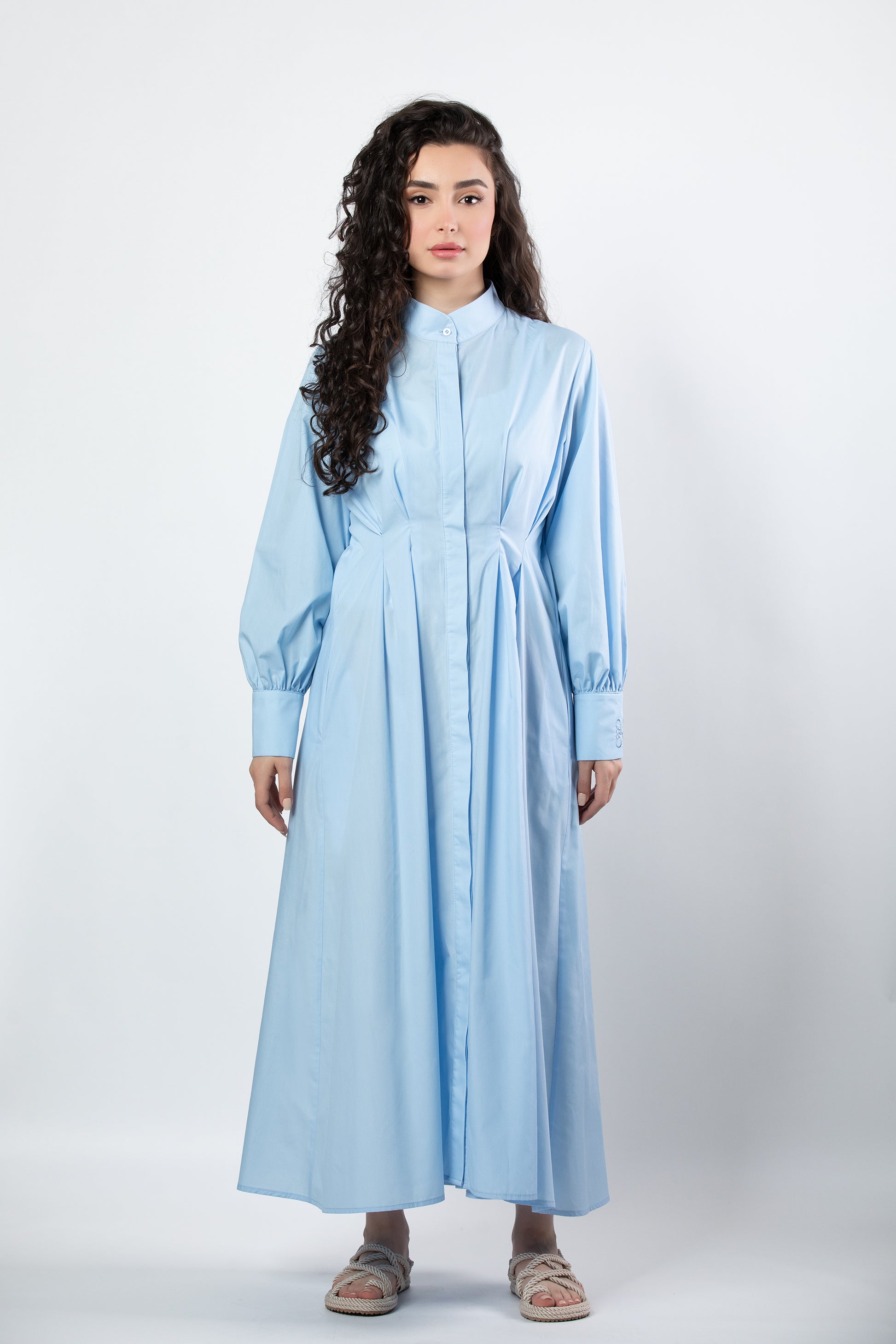 Noor midi dress in baby blue HAYA ATASSI Noor midi dress in baby blue HAYA ATASSI