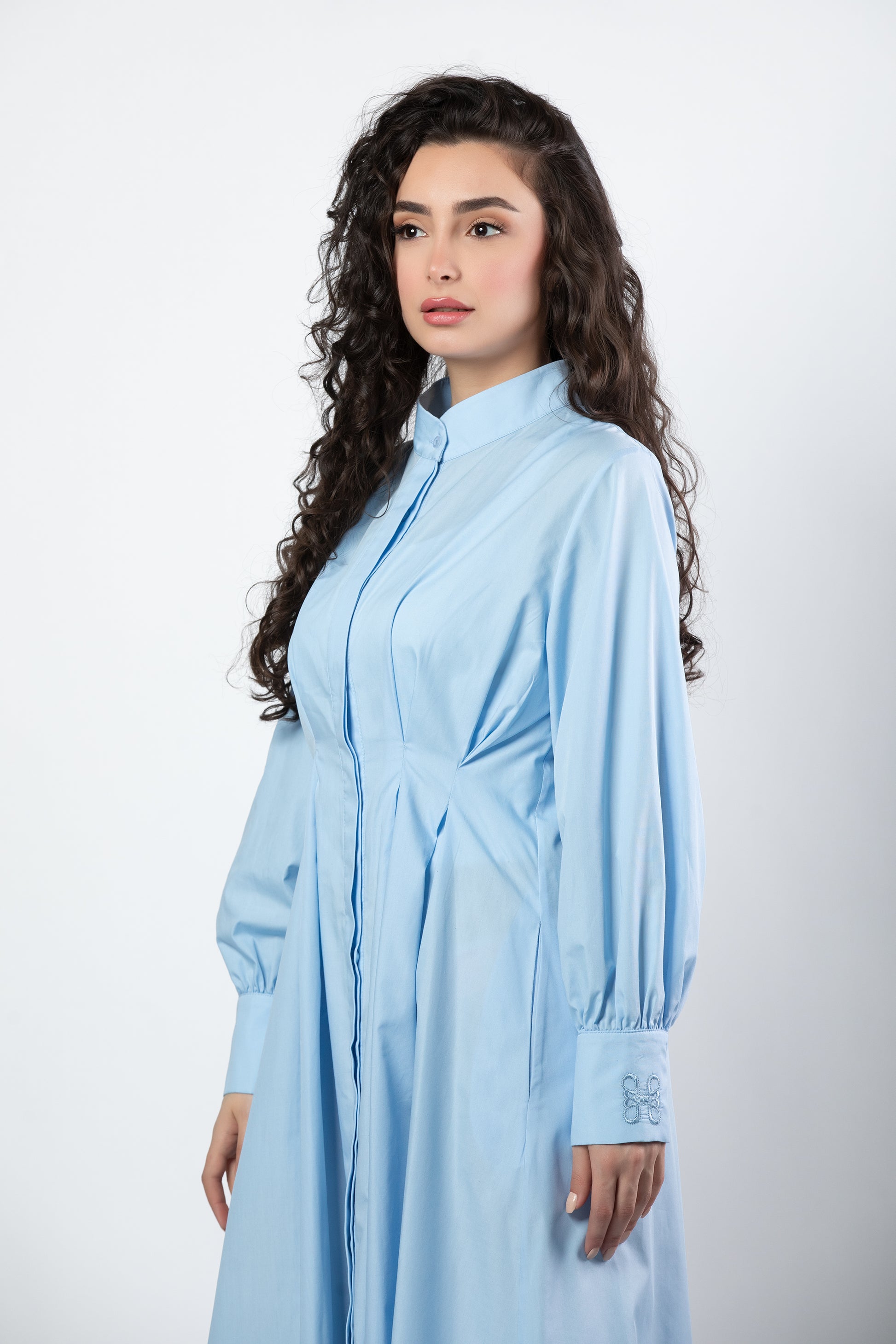 Noor midi dress in baby blue HAYA ATASSI Noor midi dress in baby blue HAYA ATASSI