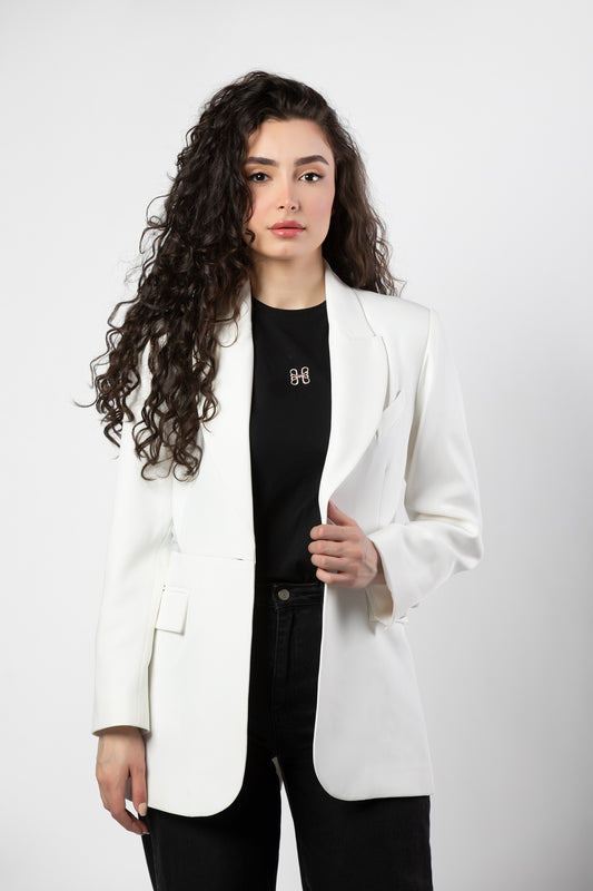 Aleen fitted blazer in crisp white
