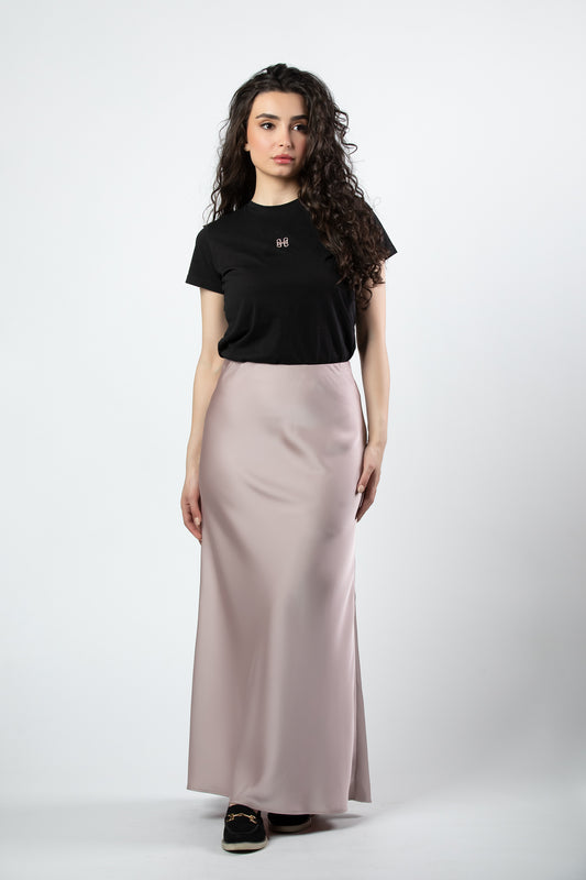 Aseel satin maxi skirt in dusty pink